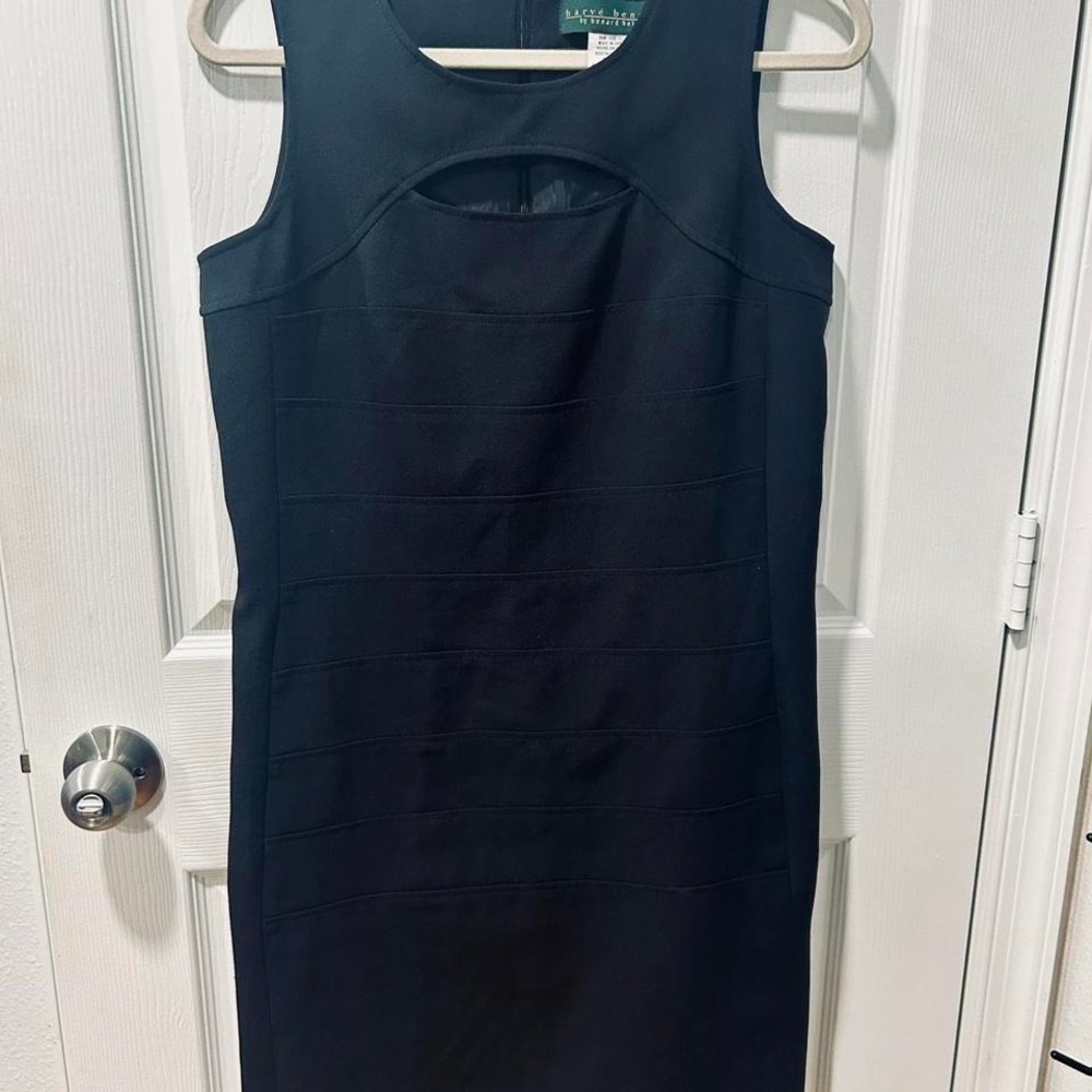 harvé benard by‎ Benard Holtzman Black Sleeveless Sheath Dress Cutout Sz 10